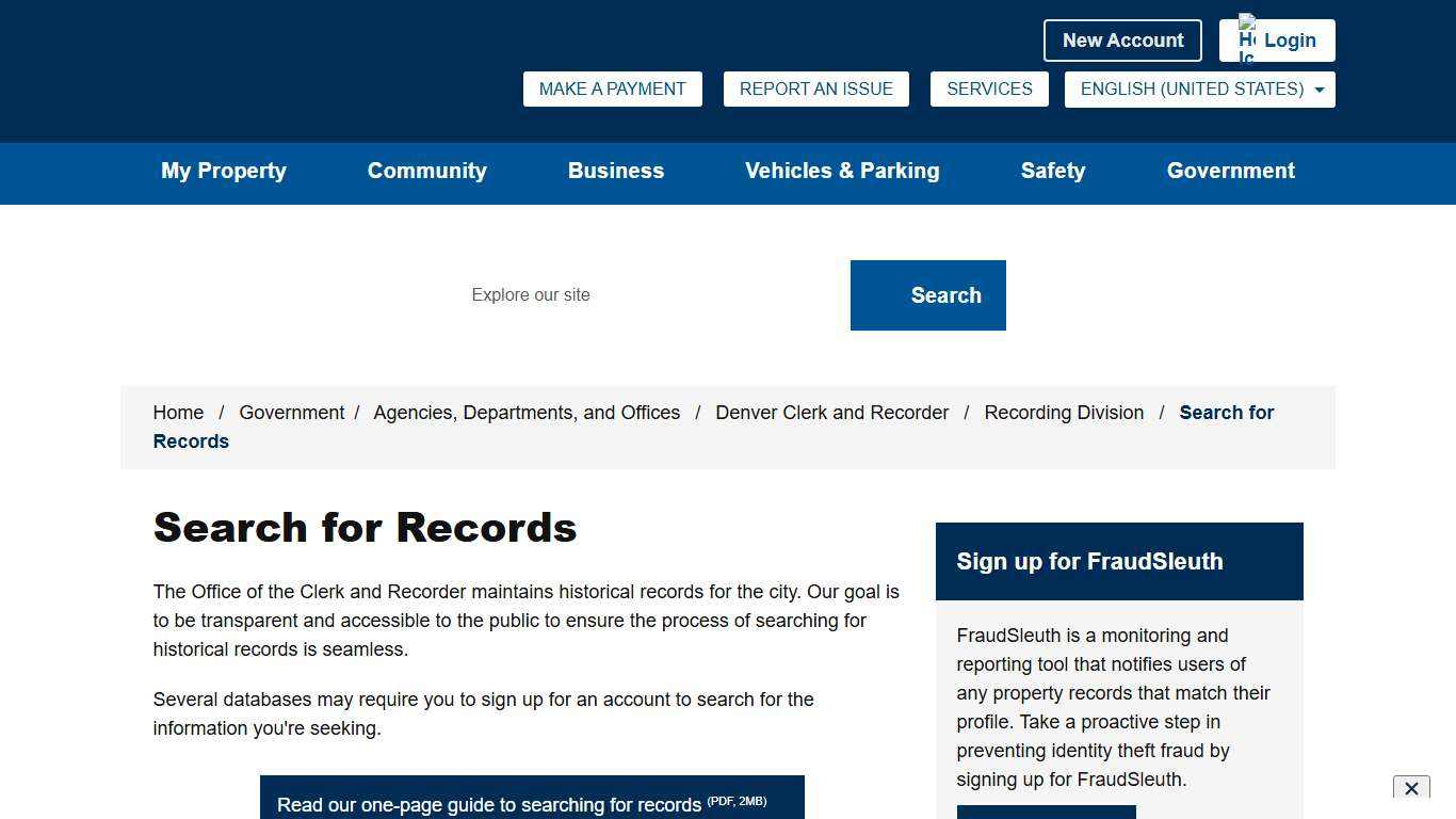 Search for Records - City and County of Denver