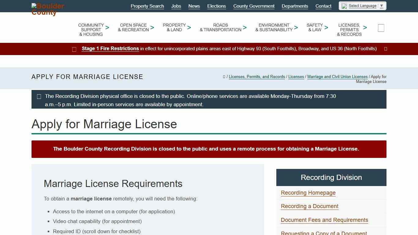 Apply for Marriage License - Boulder County