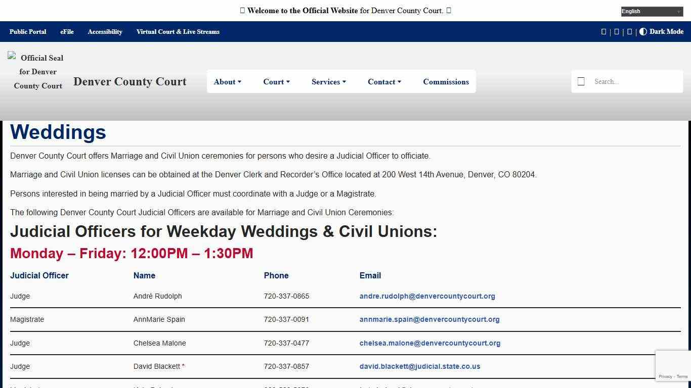 Weddings - Denver County Court